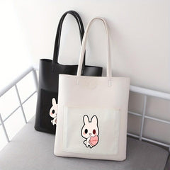 Cartoon Rabbit Print Tote Bag Shoulder Handbag