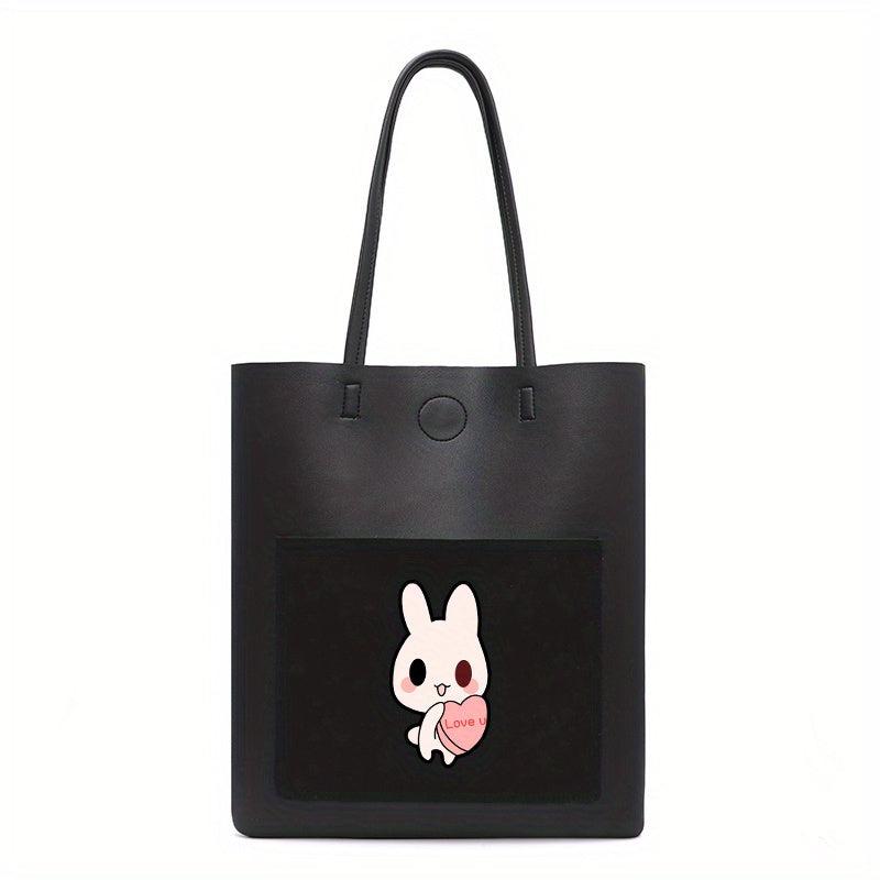 Cartoon Rabbit Print Tote Bag Shoulder Handbag