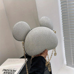 Glitter Mouse Shoulder Bag Zipper Chain Crossbody Bag for Party