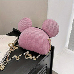 Glitter Mouse Shoulder Bag Zipper Chain Crossbody Bag for Party
