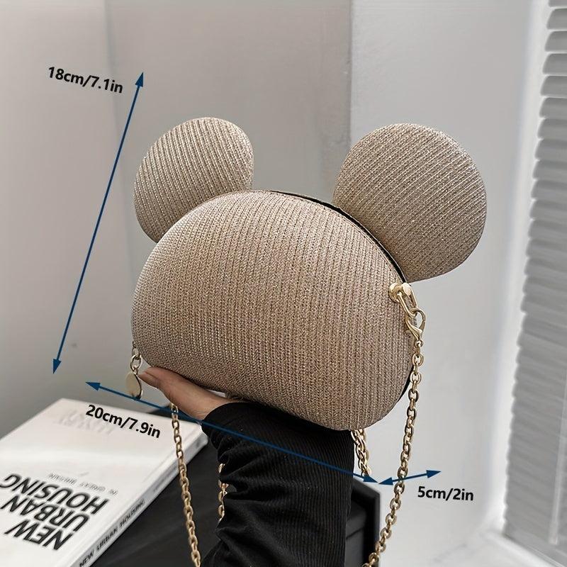 Glitter Mouse Shoulder Bag Zipper Chain Crossbody Bag for Party