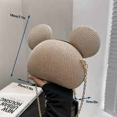Glitter Mouse Shoulder Bag Zipper Chain Crossbody Bag for Party
