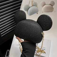 Glitter Mouse Shoulder Bag Zipper Chain Crossbody Bag for Party