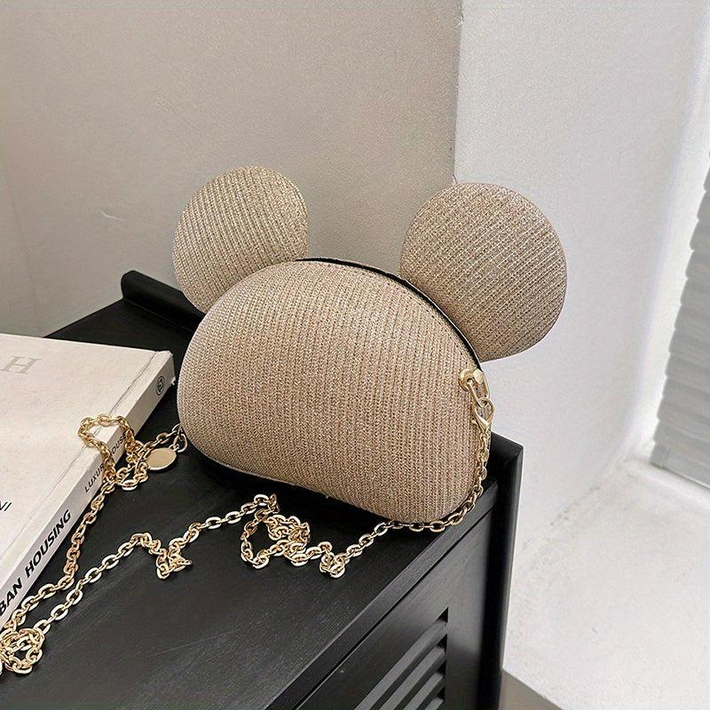 Glitter Mouse Shoulder Bag Zipper Chain Crossbody Bag for Party