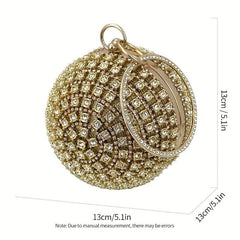 Rhinestone Round Evening Bag Glitter Top Ring Clutch Purse