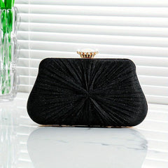 Elegant Rhinestone Glitter Chain Clutch Kiss Lock Purse