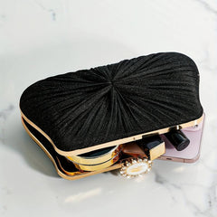 Elegant Rhinestone Glitter Chain Clutch Kiss Lock Purse