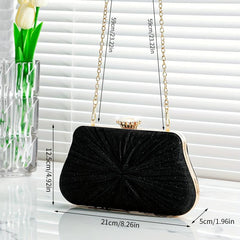 Elegant Rhinestone Glitter Chain Clutch Kiss Lock Purse
