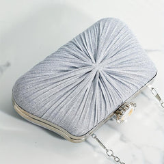 Elegant Rhinestone Glitter Chain Clutch Kiss Lock Purse