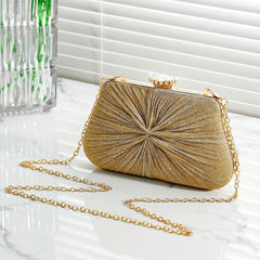 Elegant Rhinestone Glitter Chain Clutch Kiss Lock Purse
