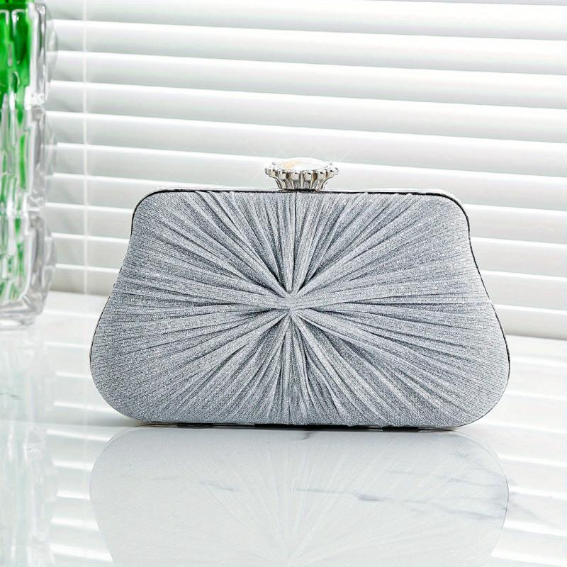 Elegant Rhinestone Glitter Chain Clutch Kiss Lock Purse
