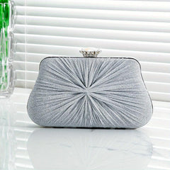 Elegant Rhinestone Glitter Chain Clutch Kiss Lock Purse