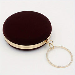 Round Evening Bag Top Ring Clutch Purse For Wedding Party Prom