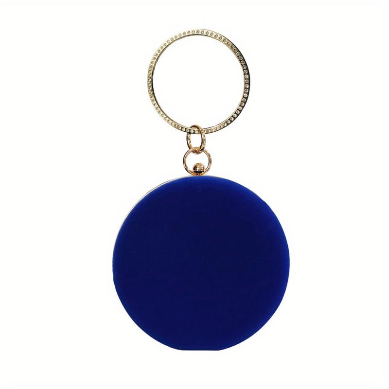 Round Evening Bag Top Ring Clutch Purse For Wedding Party Prom