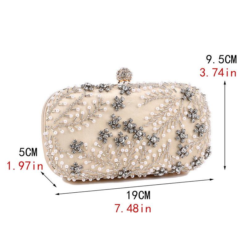 Rhinestone Embroidery Wedding Clutch Beaded Evening Purse Handbag