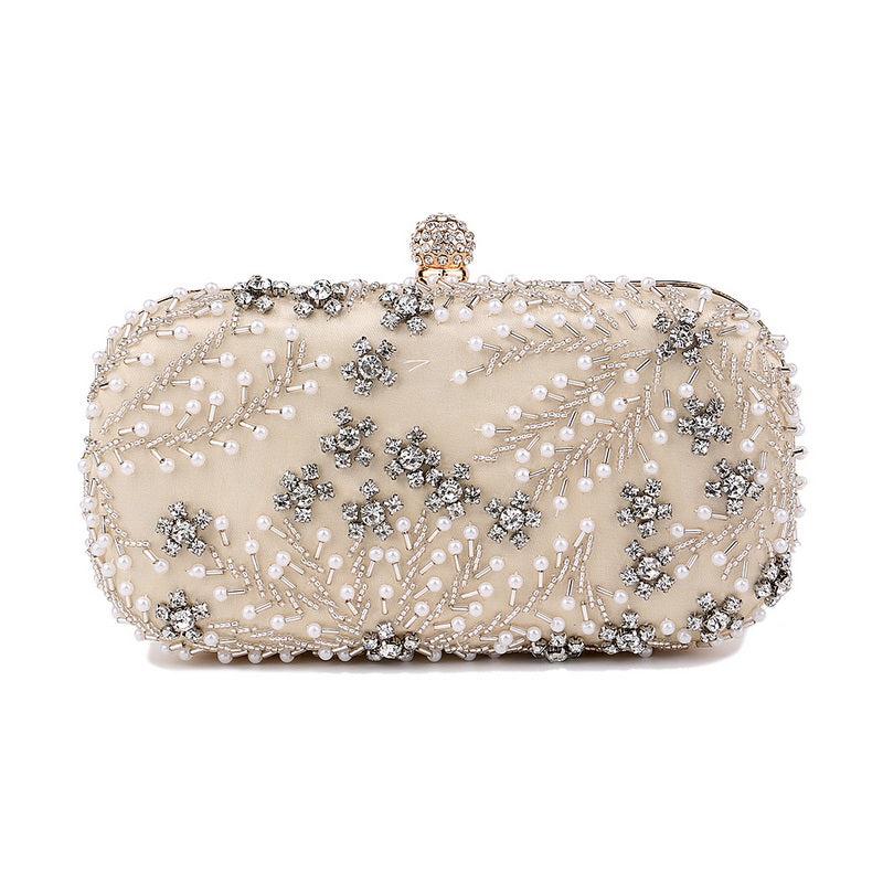 Rhinestone Embroidery Wedding Clutch Beaded Evening Purse Handbag