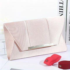 Metal Decor Satin Evening Bag Envelope Clutch Purse