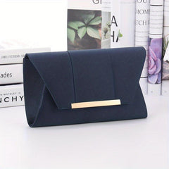 Metal Decor Satin Evening Bag Envelope Clutch Purse