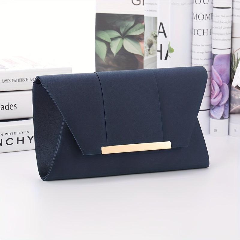 Metal Decor Satin Evening Bag Envelope Clutch Purse