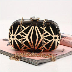 Rhinestone Clutch Bag Elegant Chain Frame Classic Evening Bag