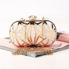 Rhinestone Clutch Bag Elegant Chain Frame Classic Evening Bag