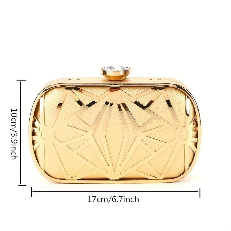 Rhinestone Clutch Bag Elegant Chain Frame Classic Evening Bag