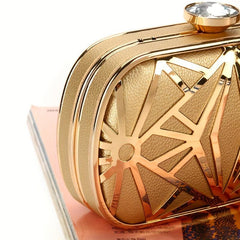 Rhinestone Clutch Bag Elegant Chain Frame Classic Evening Bag
