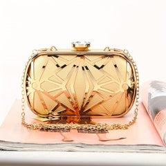 Rhinestone Clutch Bag Elegant Chain Frame Classic Evening Bag