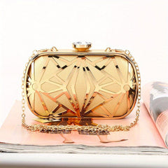 Rhinestone Clutch Bag Elegant Chain Frame Classic Evening Bag