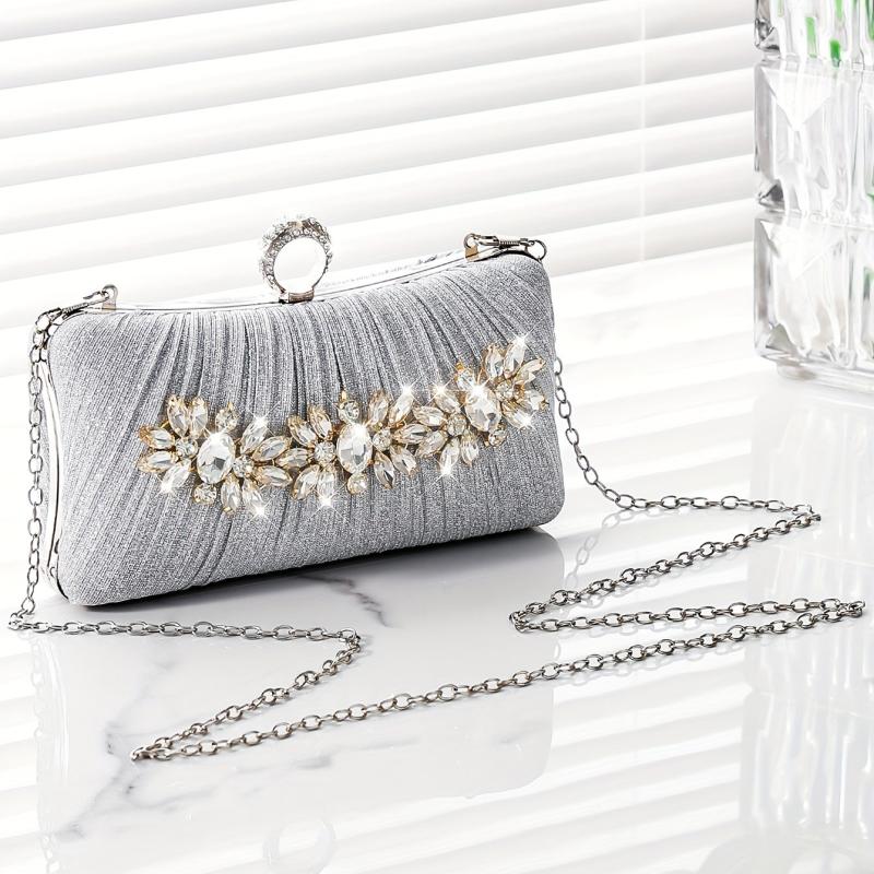 Metal Chain Clutch Shiny Evening Bag