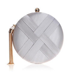 Braided Round Bag Clutch for Party Evening Dinner