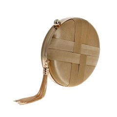Braided Round Bag Clutch for Party Evening Dinner