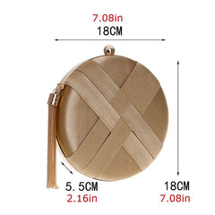 Braided Round Bag Clutch for Party Evening Dinner