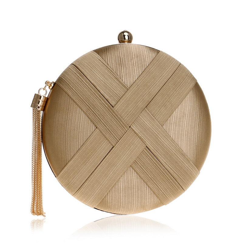 Braided Round Bag Clutch for Party Evening Dinner
