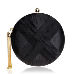 Braided Round Bag Clutch for Party Evening Dinner