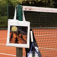 Halloween Elements Pattern Canvas Shoulder Bag All Match Halloween Storage Bag
