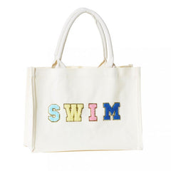 Chenille Letter Pattern Tote Bag Shoulder Bag All Match Shopper Storage Bag