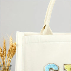 Chenille Letter Pattern Tote Bag Shoulder Bag All Match Shopper Storage Bag