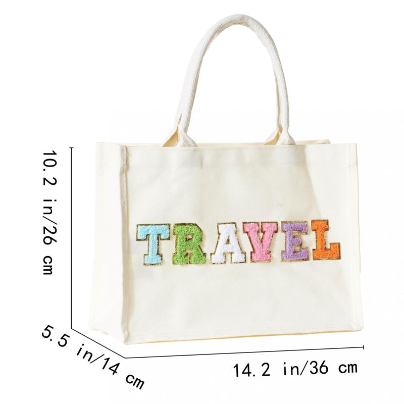 Chenille Letter Pattern Tote Bag Shoulder Bag All Match Shopper Storage Bag