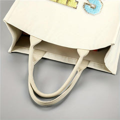 Chenille Letter Pattern Tote Bag Shoulder Bag All Match Shopper Storage Bag