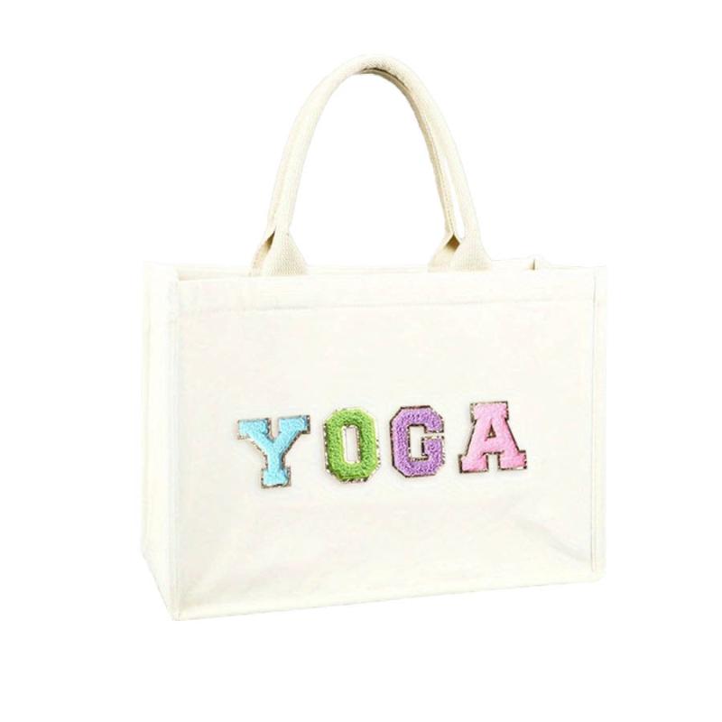 Chenille Letter Pattern Tote Bag Shoulder Bag All Match Shopper Storage Bag