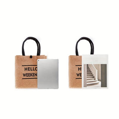 HELLO WEEKEND Print Burlap Tote Bag Lightweight Storage Handbag