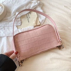 Stone Embossed Crossbody Bag Chain Shoulder Bag Women's Zipper Square Purse
