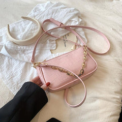 Stone Embossed Crossbody Bag Chain Shoulder Bag Women's Zipper Square Purse