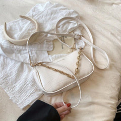 Stone Embossed Crossbody Bag Chain Shoulder Bag Women's Zipper Square Purse