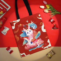 Rabbit Canvas Tote Bag Chinese Year Bunny Shopper Bag