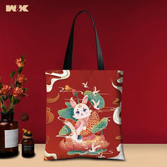 Rabbit Canvas Tote Bag Chinese Year Bunny Shopper Bag