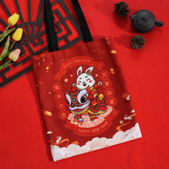 Rabbit Canvas Tote Bag Chinese Year Bunny Shopper Bag