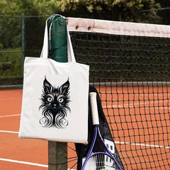 Cartoon Cat Print Canvas Shoulder Bag Shopping Handbag Lightweight Bag
