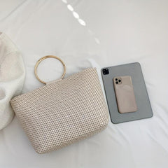 Straw Beach Tote Bag Woven Summer Handbag Top Handle Bag